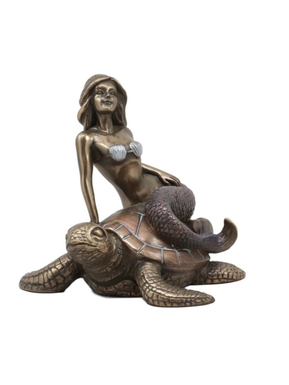 Ocean Mermaid Riding On Sea Turtle Figurine Sirens Of The Seas Coral Reef Decor - Picture 7 of 7